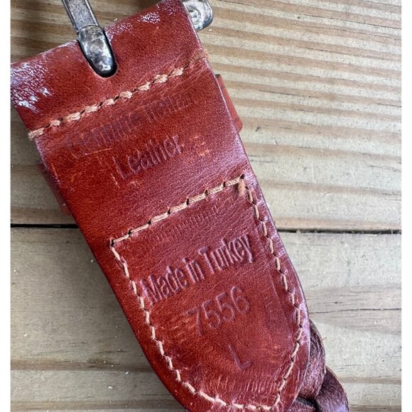 Italian Leather Braided Belt Brown (L) Unisex - Picture 5 of 5